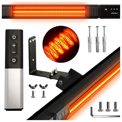Climative Infrarot Heizstrahler RAY 2500W - Wetterfester Heizstrahler für Terrasse und Innenraum mit 9 Heizstufen, sofortiger Wärme und energiesparender Timer-Funktion – ideal für gemütliche Abende im Freien.