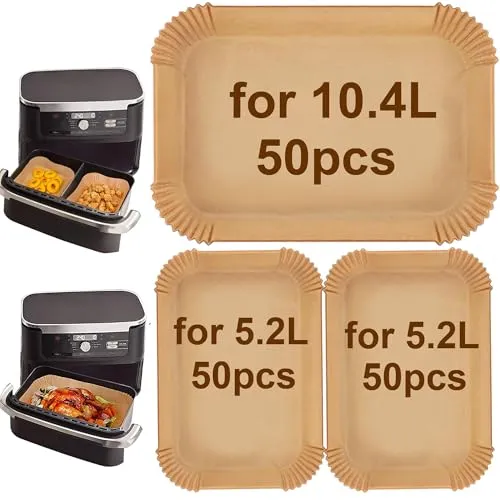150 Stück Airfryer Backpapier für Ninja Flex Drawer & COSORI XXL - Praktisches Set mit 150 Stück Backpapier für Luftfritteusen, hitzebeständig und antihaftbeschichtet, für eine mühelose Zubereitung und einfache Reinigung.