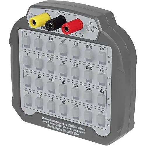 VOLTCRAFT R-BOX 02 Mess-Dekade Widerstand 1 % - Elektrische Messgeräte – Präzise Widerstandsmessung von 1 bis 10 MΩ, ideal für Schule und Ausbildung, mit maximaler Belastbarkeit von 0,3 W.