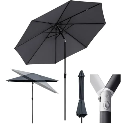 Sekey Sonnenschirm 3m - Marktschirm mit Kurbel und UV-Schutz 50+ - Sonnenschirm 3m mit stabiler Bauweise und UV-Schutz 50+, perfekt für Garten und Terrasse, optional mit LED-Beleuchtung erhältlich.