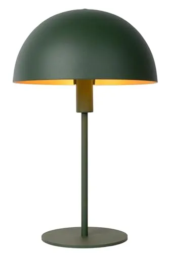 Lucide Tischleuchte Siemon, Grün & Messing - Runde Tischleuchte aus Metall (40 cm) mit Schnurschalter, ideal für stilvolle Innenbeleuchtung. Zertifiziert nach RoHS und Reach.