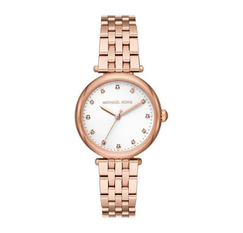 Michael Kors Diamond Darci Uhr für Damen aus Edelstahl, rosé - Armbanduhren für Damen - Elegante, runde Edelstahl-Uhr in Rotgold mit funkelnden Diamanten für einen glamourösen Look.