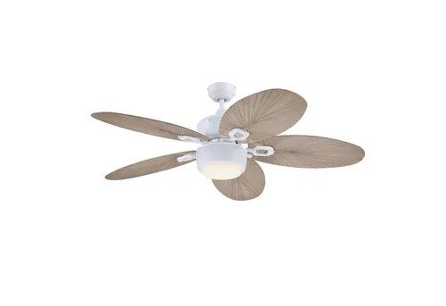 Westinghouse Oasis Deckenventilator 132 cm - Elegantes Design in Mattweiß - Ventilator für Innen- und Außenbereich, ideal für große Räume bis 20 m². Leistungsstarker, leiser DC-Motor und integrierte Beleuchtung sorgen für Komfort und Stil.