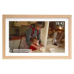Denver PFF-1505LW Digitaler Bilderrahmen 15,6 Zoll mit Holzrahmen - Vielseitiger digitaler Bilderrahmen mit modernem Holzdesign und Full HD Touchscreen. Ideal für die Präsentation Ihrer schönsten Erinnerungen – einfach Fotos per WLAN teilen und genießen!