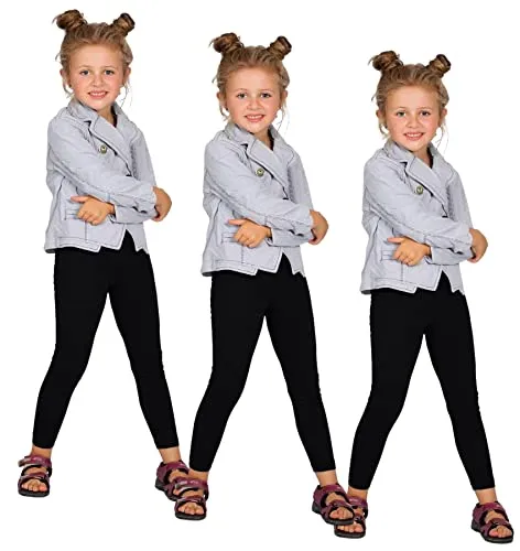 FUTURO FASHION Mädchen Leggings Baumwolle – Kinderleggings 2–13 Jahre (Größe 92–158), Atmungsaktiv, Blickdicht & Bequem, Viele Farben für Schule & Freizeit Schwarz 11 Jahre 3er Pack