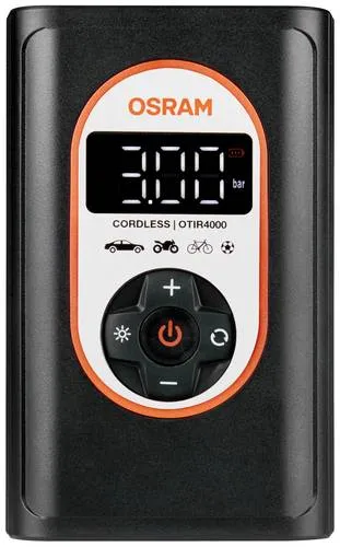 OSRAM Luftpumpe TYREinflate 4000 - Elektrische Akkupumpe, kabellos und wiederaufladbar, mit automatischer Stopp-Funktion und Speicher für bis zu 4 Fahrzeuge