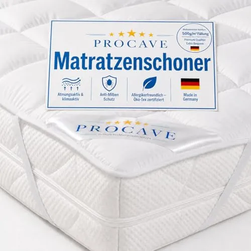 PROCAVE® Matratzenschoner 80x160 cm | Premium Schlafkomfort mit 4 Eckgummis - Der atmungsaktive Matratzenschoner bietet optimalen Schutz vor Verunreinigungen und sorgt für besten Schlafkomfort. Waschbar bis 60 Grad und hergestellt in Deutschland.