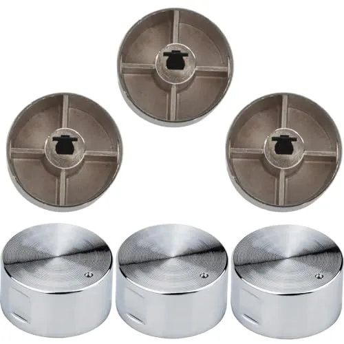 6er-Set Metall-Gasherd-Drehknöpfe 6mm - Universal für Herd & Kochfläche - Knöpfe & Schalter für Backöfen & Herde, aus hochwertiger Zinklegierung für lange Lebensdauer und einfache Montage in jedem Küchengerät.