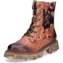 Laura Vita Damen Schnürboot Kouleo 14 - Eleganter Braunton - Größe 40 - Stylischer Damen Schnürboot aus Glattleder und Textil mit floralem Design. Komfortable Leder-Innensohle und rutschfeste Profil-Laufsohle sorgen für einen sicheren Auftritt.