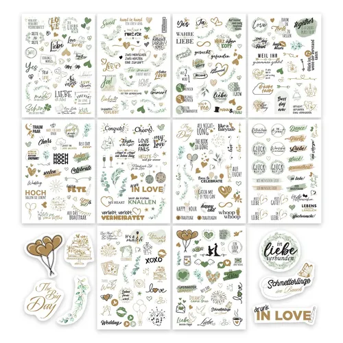 Hochzeit Aufkleber Gästebuch (325 Motive), Sticker Hochzeit Bullet Journal Deko