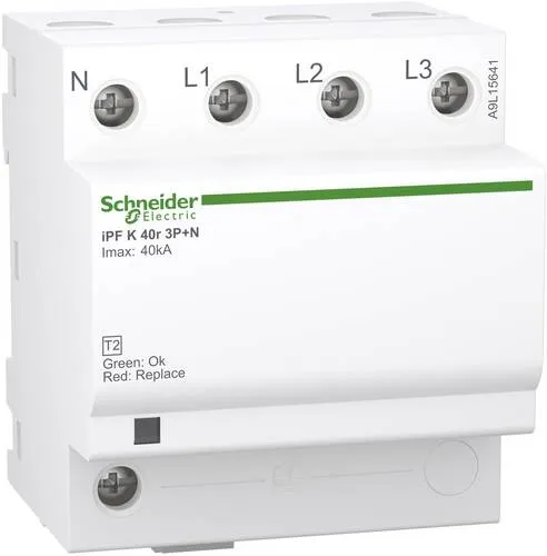Schneider Electric A9L15641 Überspannungsableiter - Überspannungsableiter für Energietechnik mit 40 kA max. Ableitstoßstrom, idealer Schutz für elektrische Anlagen gegen Überspannungen.
