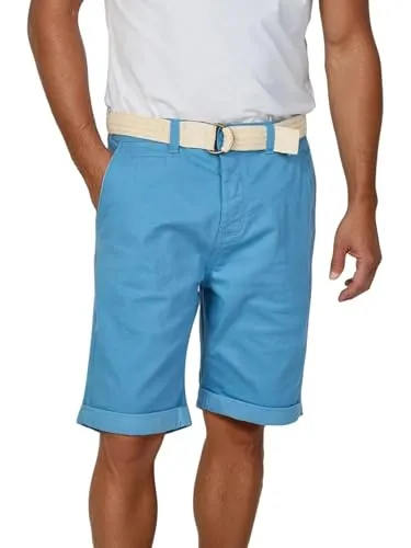 riverso Herren Chino Shorts RIVHenry Regular Fit Blau - Herren-Shorts aus hochwertiger Baumwolle, ideal für den Sommer. Bequem und stylish mit Gürtel, perfekt für Strand und Freizeit. In vielen Farben und Größen erhältlich.