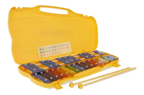GEWA Glockenspiel mit 25 bunten Klangplatten - Xylophon mit 25 farbenfrohen Metallklangplatten, ideal für kleine Hände und perfekt für kreative Musikabenteuer unterwegs.