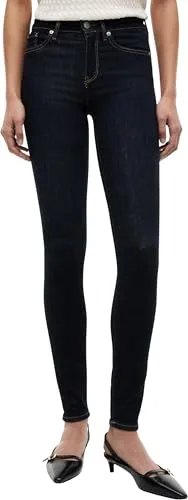 Skinny-fit-Jeans TOMMY HILFIGER "HERITAGE COMO SKINNY RW", Damen, Gr. 27, Länge 32, blau - Stylische Damen-Skinny-fit-Jeans von Tommy Hilfiger. Bequem und elastisch für perfekten Sitz, ideal für vielseitige Outfits. Mit markantem Logo-Badge für einen modischen Akzent.
