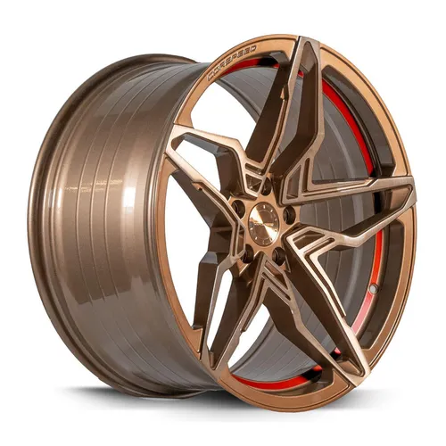Corspeed Kharma Higloss-Bronze Felge 9x20 ET40 - Stylische Doppelspeichen-Alufelge mit Higloss-Bronze brushed Oberfläche, ideal für ein individuelles Fahrzeugdesign und optimale Traglast von 750 kg.