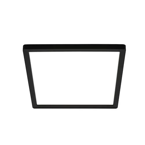 BRILONER - LED Deckenlampe mit indirektem Licht, flach, neutralweißes Licht, Lampe, Deckenleuchte, Wohnzimmerlampe, LED Panel, Küchenlampe, Deckenbeleuchtung, 24x24x3 cm, Schwarz