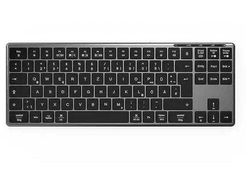 ISY IKE-7100 Kabellose Scissor Tastatur - Bluetooth Tastatur mit dualem Modus, kompakt und ideal für flexibles Arbeiten im Home Office oder unterwegs.