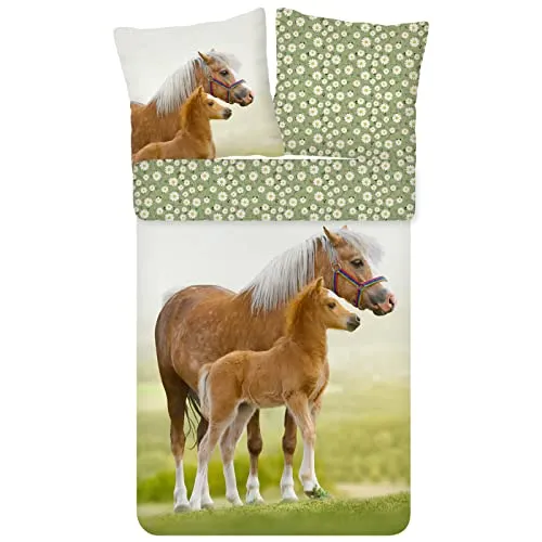 ESPiCO Kinderbettwäsche Pferd Trendy Bedding, 2-teilig - Bettwäsche-Sets für Pferdefreunde! Kuschelige Renforcé-Bettwäsche mit süßem Pferdemotiv und atmungsaktiven Eigenschaften für erholsame Nächte.