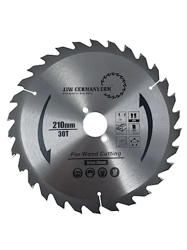 jjw-germany HM - Kreissägeblatt Sägeblatt 210 x 2,6 x 30 Z= 30 WZ (Wechselzahn) für Festool, Bosch, Einhell, Mafell oder Makita
