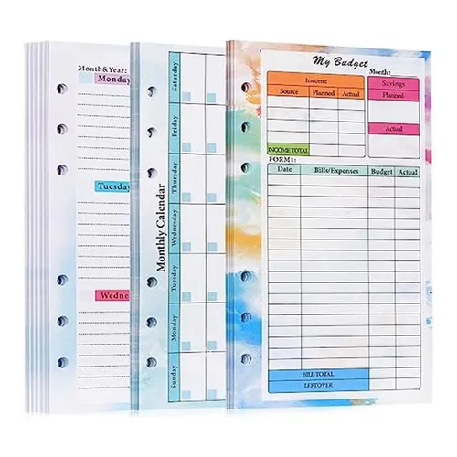 A6-Budgetplaner, NachfüLlung, 82 Blatt, Monats- und Wochenplaner, Notizbloc4056