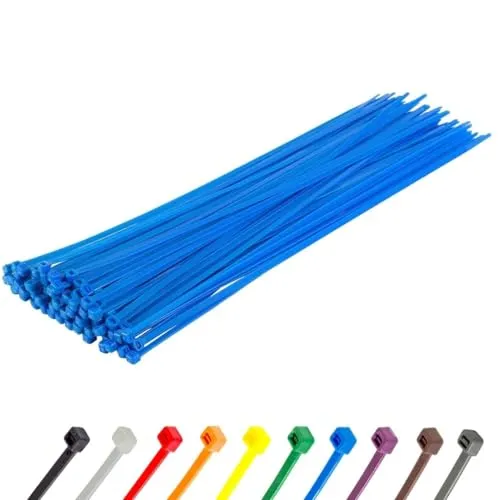 Gocableties Kabelbinder 100 Stück Blau, 300 mm x 4,8 mm mit 22,2 kg Zugfestigkeit, UV Beständig Set