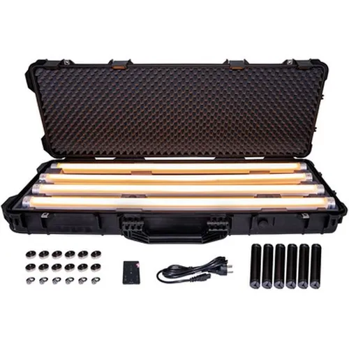 Ape Labs Neon Tube Softbag 6 B-Stock - B-Stock Licht-Set mit 6 RGBWW Neon Tubes, ideal für kreative Beleuchtung in Innen- und Außenbereichen. Flexibel steuerbar per App oder Fernbedienung, bis zu 15 Stunden Akkulaufzeit, IP65 Schutz.
