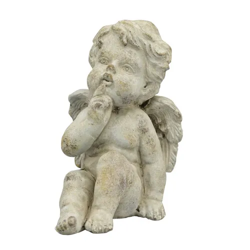 Engel Valo - Zementfigur für Garten, 17x8,5x12 cm - Dekorative Engel-Valo Zementfigur für den Garten, ideal für festliche Anlässe. Mit ansprechendem Design und robuster Bauweise bringt sie einen besonderen Charme in jede Gartenlandschaft.