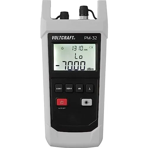 VOLTCRAFT PM-32 Glasfaserprüfgerät - Glasfaser-Leistungsmessgerät mit visueller Störstellenanzeige und Benutzerkalibrierfunktion, ideal für präzise Leistungsmessungen in der Glasfasertechnik.