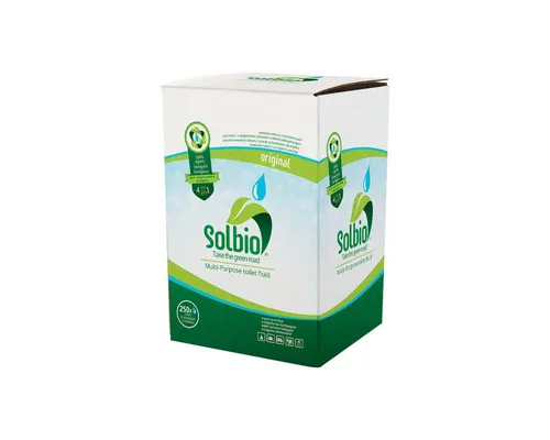 Solbio 4-in-1 Sanitärflüssigkeit » Original XXL « 10 l Box mit Hahn - Camping-Hygiene Zubehör, effektive 4-in-1 Lösung für saubere Toiletten und Frischwasser, ideal für Camping und Reisen.