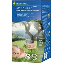 Kiepenkerl Green Rasen 1 kg Profi-Line Sunny - Spezialrasen für trockene Standorte mit tiefwachsenden Wurzeln. Ideal für eine grüne Fläche auch in Trockenperioden. Aufwandmenge: 35 g/m². Perfekt für Gartenliebhaber!