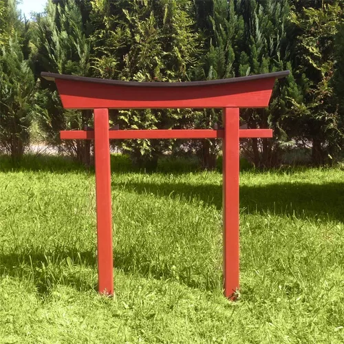Torii Gate Holzbogen - Japanischer Garten Torbogen aus Holz - Sonstige, handgefertigter Torii aus Holz in leuchtendem Rot, ideal für asiatische Gartenlandschaften und als stilvolles Dekorelement.