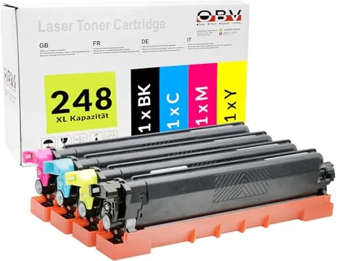 Brother 248XL Toner Set – Kompatibel für HL-L3240CDW & MFC-L3760CDW - Hochwertiges 4er Toner-Set in Schwarz, Cyan, Magenta und Gelb, perfekt geeignet für Farblaserdrucker. Mit Chip für sofortige Druckererkennung und hohe Seitenreichweite – ideal für Büro und Zuhause.