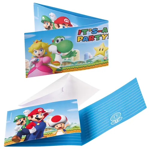  Super Mario Brothers  Einladungskarten mit Umschlägen Geburtstagseinladungen 8