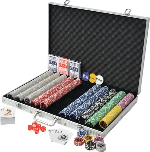 vidaXL Poker Set mit 1.000 Laserchips im Aluminiumkoffer - Poker Set für unvergessliche Spielabende mit Freunden, inklusive 1.000 Laserchips und Zubehör in einem eleganten Aluminiumkoffer.