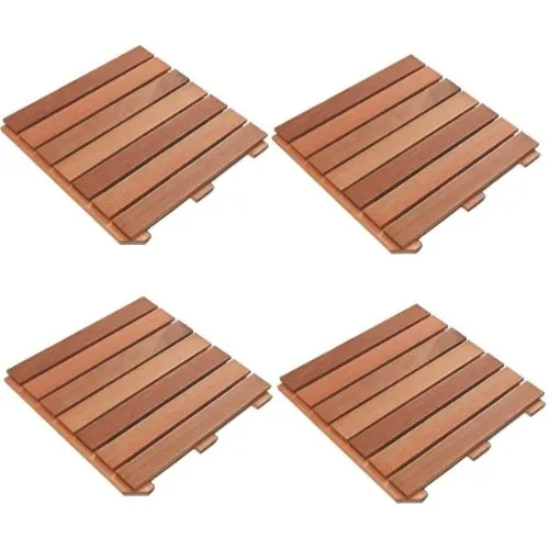 ROG-Gardenline Holzfliesen 4 Stück à 50 x 50 cm - Außenanbau mit hochwertigen Bangkirai Holzfliesen, ideal für eine stilvolle Terrassengestaltung und langlebige Outdoor-Nutzung.