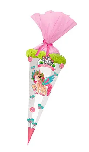 Ursus 9870007 - Schultüte Bastelset Easy Line, Pegasus, sechseckig, Höhe ca. 68 cm, Durchmesser ca. 20 cm, aus 3D Colorwellpappe 260 g/qm, alle Teile vorgestanzt, inklusive Bastelanleitung