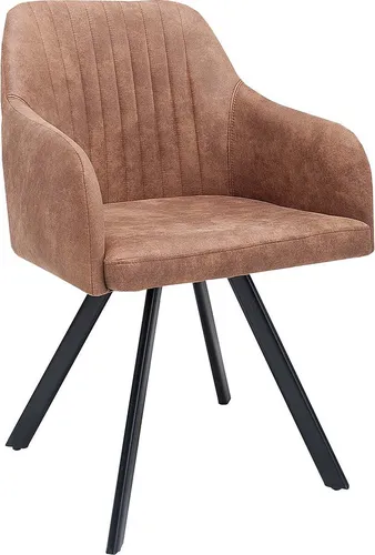 riess-ambiente Polsterstuhl LUCCA vintage braun/schwarz - Polsterstuhl im Retro-Design mit komfortablen Armlehnen und eleganter Ziersteppung, ideal für stilvolle Esszimmer und gemütliche Sitzgelegenheiten.