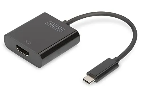 DIGITUS USB Typ-C Grafik Adapter, USB Type-C zu HDMI Typ A, 4K Ultra HD 30Hz, Kunststoff, Schwarz