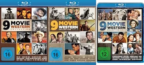 Filme - Die größten Western Klassiker mit John Wayne + Kirk Douglas + Burt Lancaster + Rock Hudson + James Stewart u.v.m. 3x 9 Movie Collection Vol. 1+2+3 Blu-Ray +Bonus DVD Box Collection 30