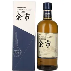 Nikka Yoichi - Single Malt Japanese Whisky - Whisky aus der renommierten Yoichi-Destillerie, direkt kohlefeuernd destilliert für einen robusten, rauchigen Charakter mit subtiler salziger Note.