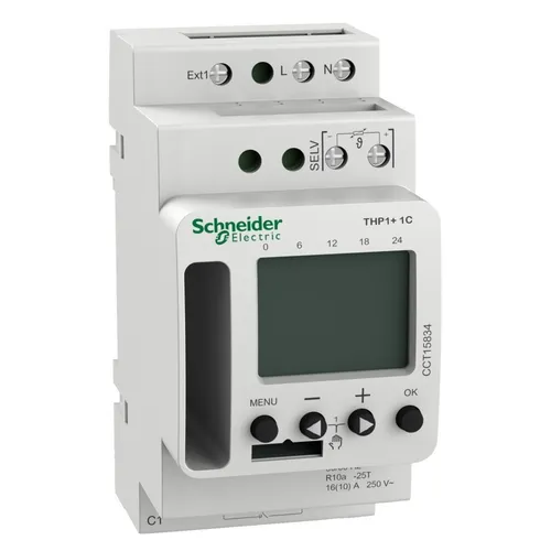 Schneider Electric Thermostat THP1 +1C CCT15834 - Programmierbarer Thermostat mit digitaler Steuerung, ideal für effiziente Heizungsregelung und individuelle Komforteinstellungen.