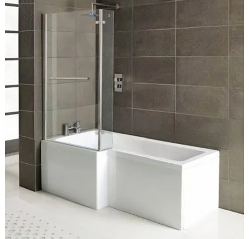 HAK Badewanne Syna Komplettset mit Duschzone - Raumsparbadewanne 167,5x85/70cm aus hochwertigem Acryl, inklusive Duschzone und Wannenschürze – ideal für kleine Bäder.