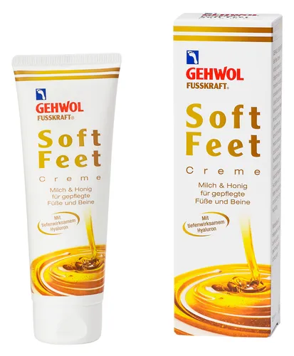 GEHWOL FUSSKRAFT Soft Feet Creme Milch & Honig 125ml - Fußcreme für gepflegte Füße und Beine, mit feuchtigkeitsspendendem Milch- und Honig-Extrakt, ideal für die tägliche Pflege.