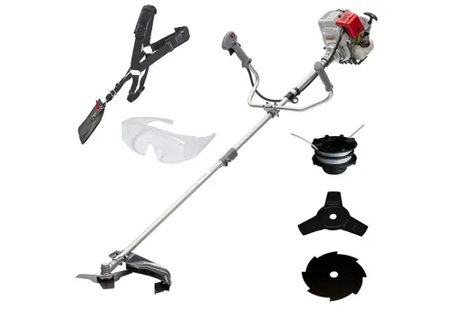 IKRA Benzin Freischneider Trimmer IBF 31-4 - Rasentrimmer mit 4-Takt-Motor, geringerem Schadstoffausstoß und leichtem Startsystem, ideal für hohe Gräser und Gestrüpp. Inkl. Fadenspule, Dickichtmesser, Schultergurt und Schutzbrille für optimalen Komfort.