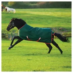 Horseware Rambo Original Turnout Lite 0g - Grüne/rote Weidedecke für Pferde - Reit- & Pferdebedarf: Wasserdichte, winddichte und atmungsaktive Weidedecke aus ballistischem Nylon, ideal für alle Pferderassen.
