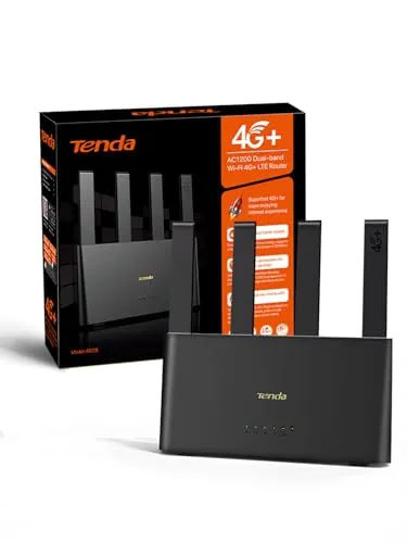 Tenda 4G08 LTE Router - Hochgeschwindigkeits 4G+ Router - Router mit 4G+ Cat6 bis zu 300Mbps, Dual-Band AC1200 und 4 externen Antennen für starke Signalstärke und erweiterte WLAN-Abdeckung.