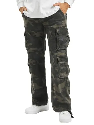 BRANDIT PURE VINTAGE TROUSER CARGOHOSE - Darkcamo bis 7XL - Wanderhosen mit authentischem Used-Look, weitenverstellbarem Beinsaum und 4 großen Cargotaschen für optimale Funktionalität beim Outdoor-Abenteuer.