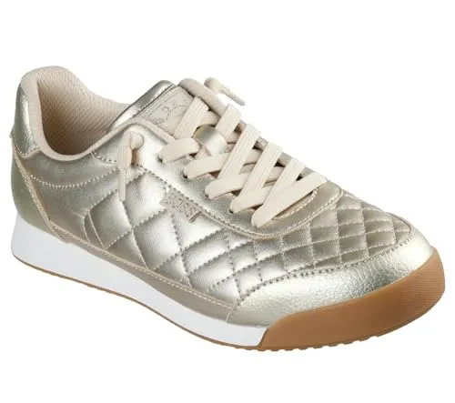 Skechers Billie Wild Comfort Damen Sneaker in Gold, Größe 40 - Sneaker im Retro-Stil mit elastischer Deko-Schnürung. Hergestellt aus 100% veganen Materialien und ausgestattet mit gepolsterter Memory Foam Innensohle für ultimativen Komfort.