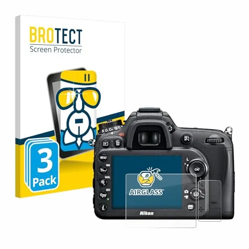 BROTECT 3 Stück Schutzglas für Nikon D7100 Schutzfolie Panzer Folie Glas Displayschutz Made in Germany [Kratzfest 9H, Anti-Fingerprint,Transparent]