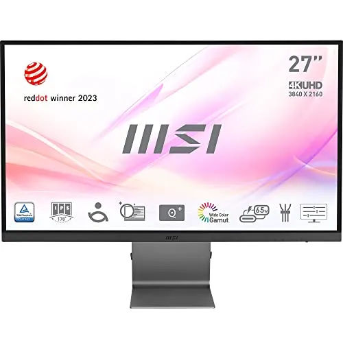 MSI Modern MD271ULDE - 27 Zoll UHD Monitor, 4K IPS Panel mit USB-C 65 W, ergonomisch und ideal für kreative Multitasker
